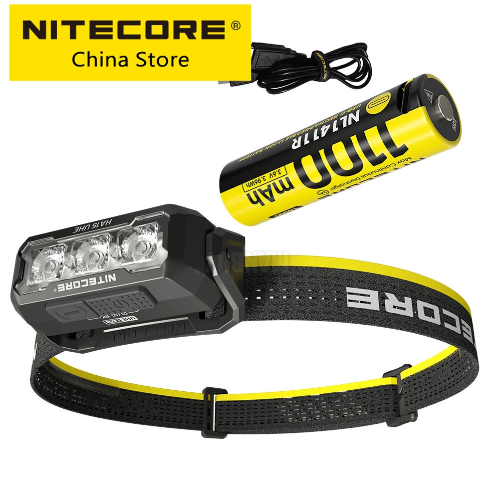 Genuine NITECORE HA15 UHE + NL1411R Rechargeable Battery 400 Lms 6x LEDs Multipurpose Ultra Lightweight Outdoor Camping Headlamp