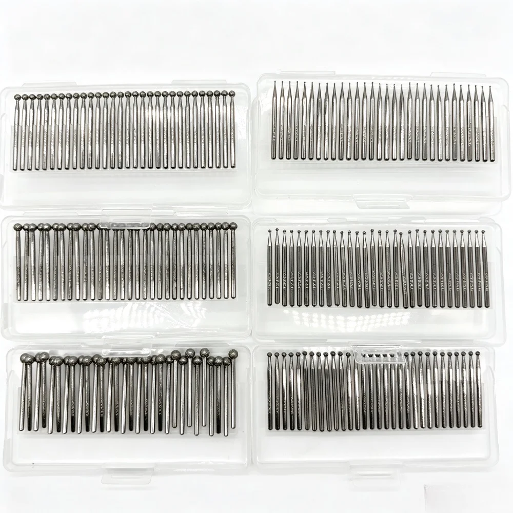 30 Pieces Round Ball Burs 3mm Shank Rotary Tool Drill Bit for Dremel Accessories Grinding Jade, Stone, Marble, Glass