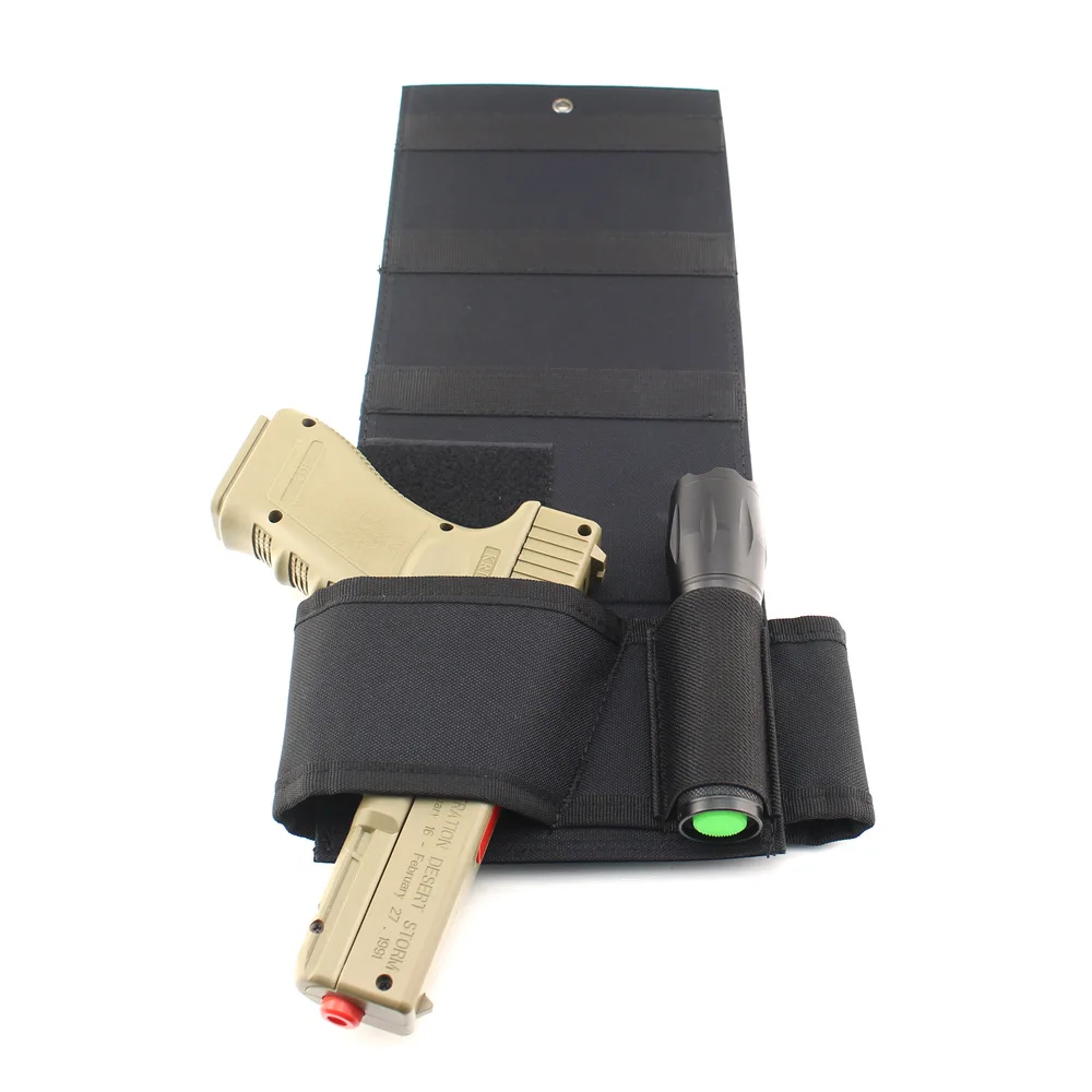 Tactical Concealed Car Seat Gun Holster,Under Mattress Hidden Handgun Case,Flashlight Holder,Magazine Pouch,Bed Side Orgainer
