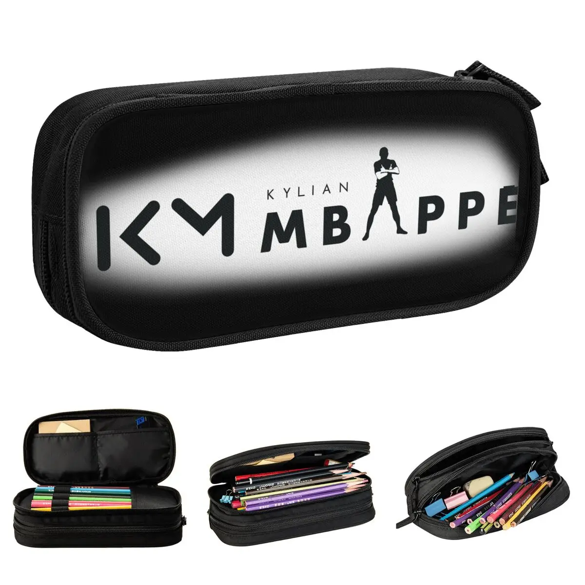 Football KM Mbappe Pencil Case Double Layer Large-capacity For School Soccer Pencil Case Stationery Suprise Gift