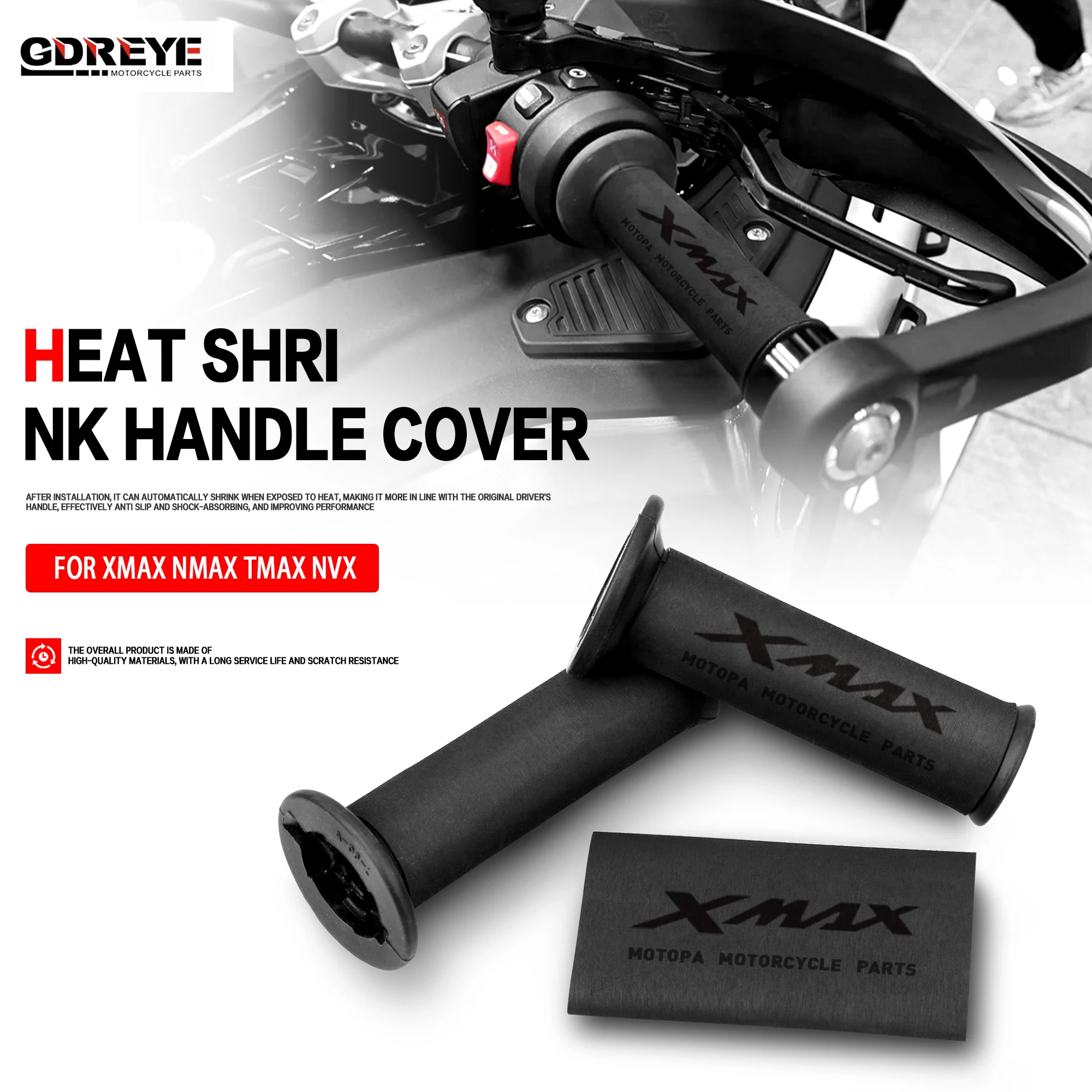 For YAMAHA XMAX300 400 NMAX 155 TMAX560 N MAX NVX Motorcycle X MAX Heat Shrinkable Handlebar Shock Absorption Non-Slip Grip Set