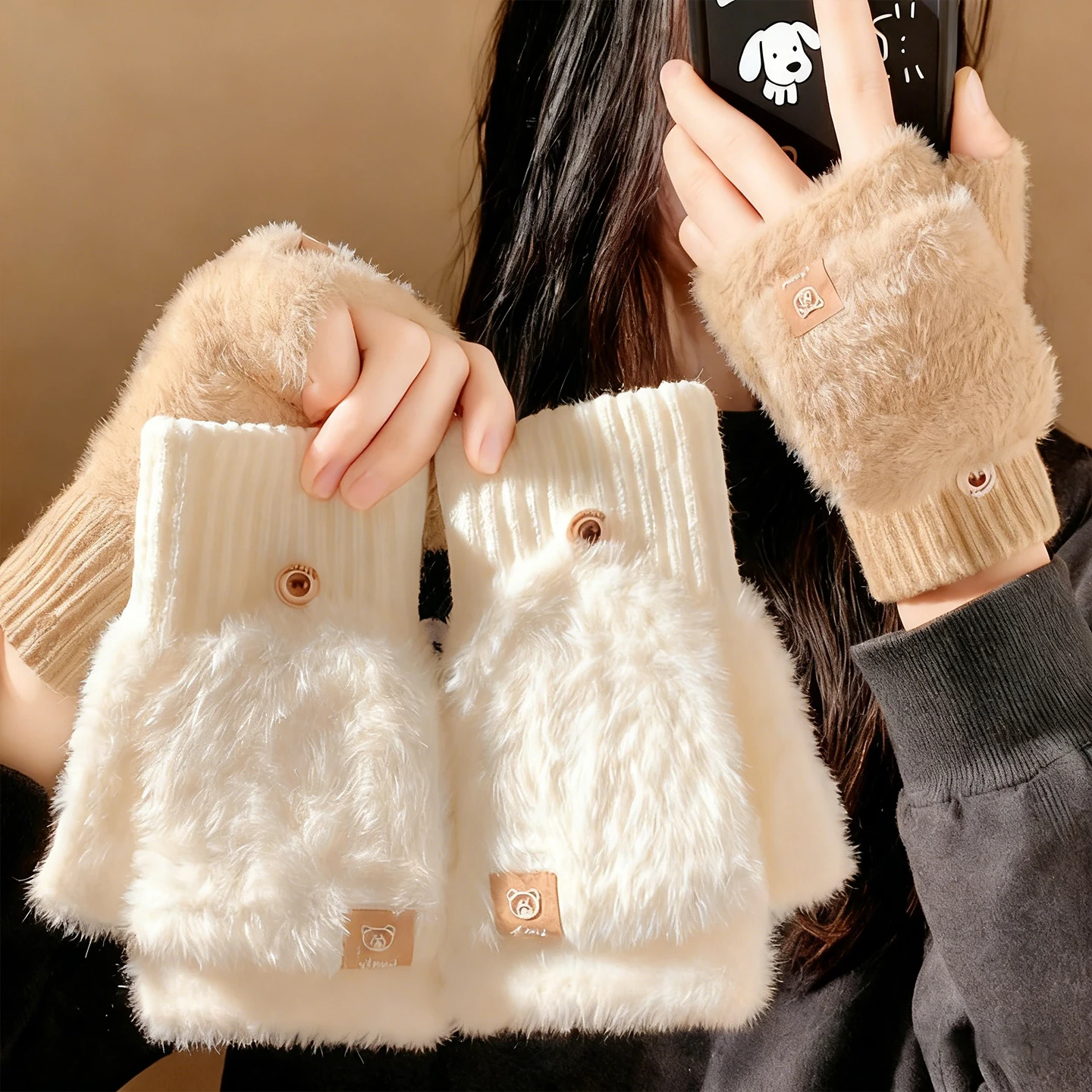 

Fce Lined Thi Plu вязаные перчатки с откидной крышкой на палец женские зимние теплые велосипедные перчатки с сенсорным экраном ible Writing