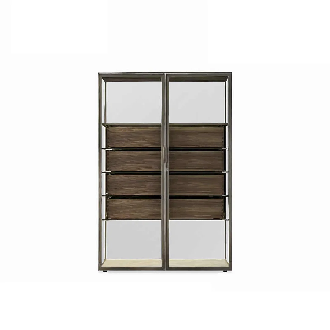

Aluminum alloy wall side cabinet, high-grade black walnut storage cabinet