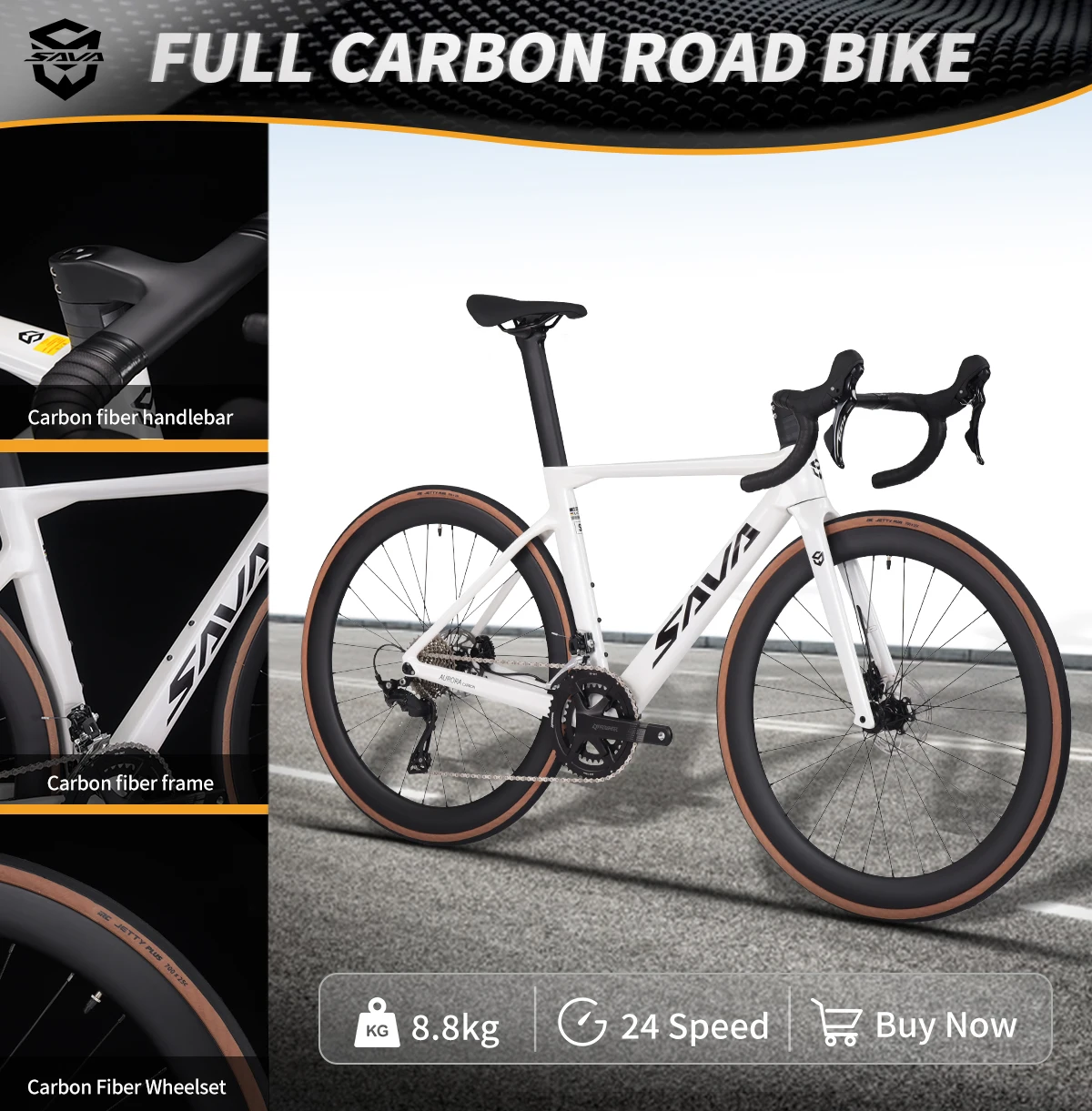 SAVA R08-7120 Full Carbon Fiber Road Bike with SHIMAN0 SHIMAN0 105 R7120 Kit 24 Speed Popular Road Bike CE+UCI Approved