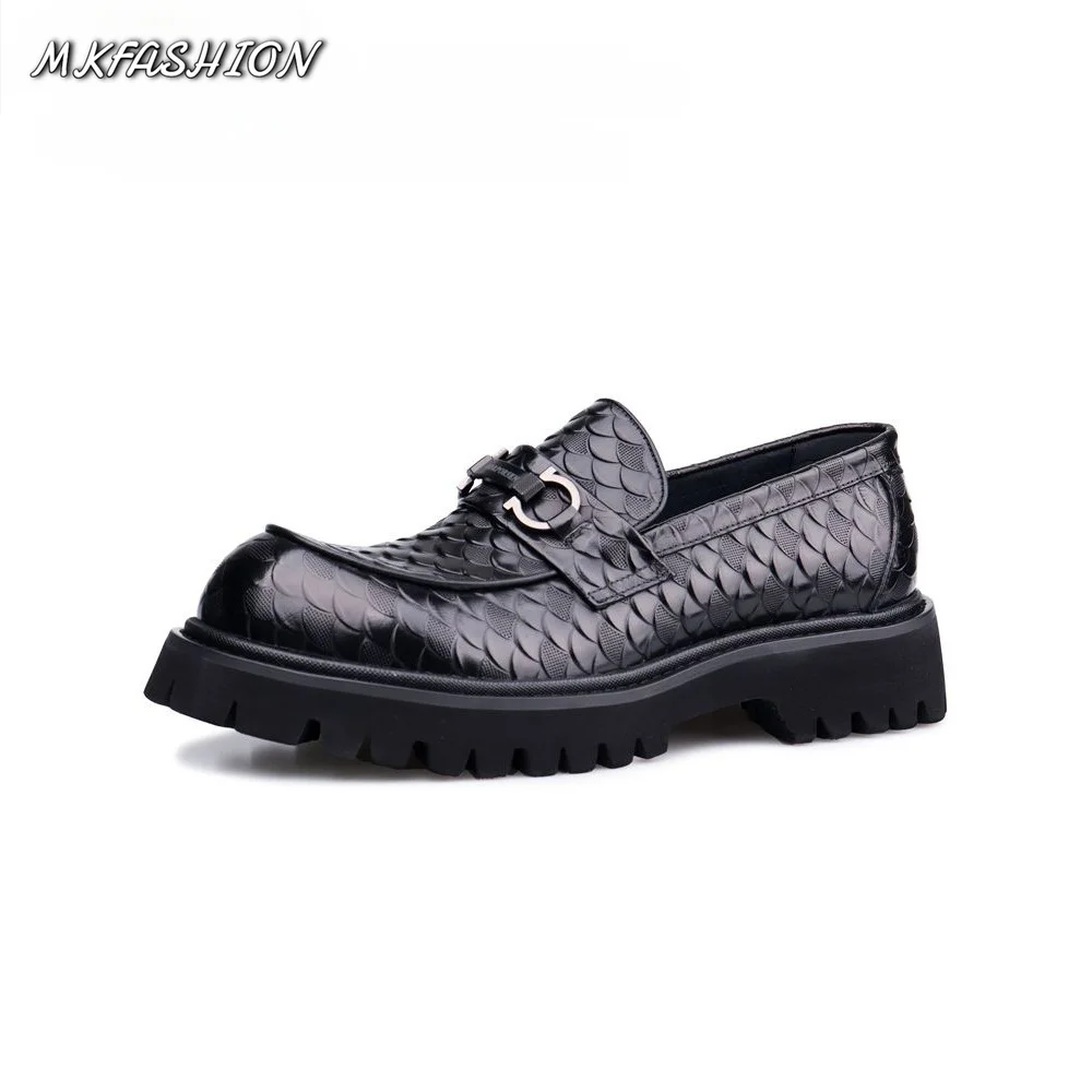 Genuine Leather Loafers for Men Big Head Slip on Dress Shoes Trendy