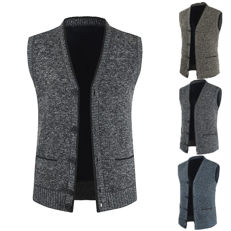 

2023 New Winter Men's Knitted Sweater Vest Famous Brand Clothing Korean Fashion Street Fashion Retro Cardigan Vest Christmas