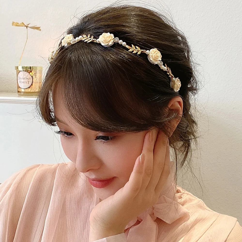 Haimeikang Rhinestone Fashion Hair Hoop Hairbands For Women Elegant Pearl Headbands Bezel Hair Band Girls Hair Accessories image 2