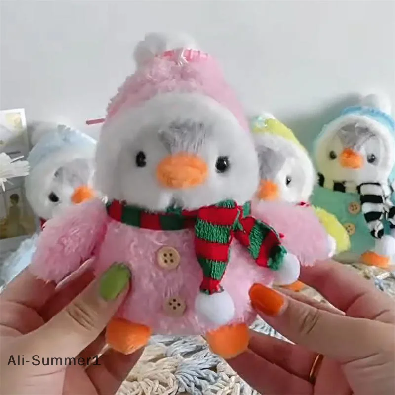 Cute Winter Christmas Scarf Penguin Plush Dolls Toys Keychain Bag Pendant Backpack Hanging Ornaments Keyring Girly Birthday Gift