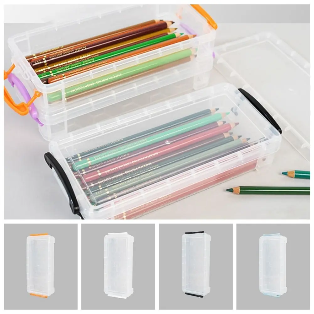 

Large Capacity Transparent Pencil Case Space-Saving Simple Stationery Storage Box Double Open Stackable Sketch Pen Bag Student