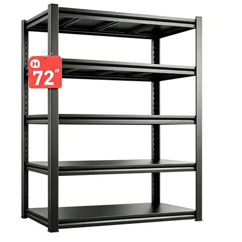 GH 72-Inch Tall Warehouse Shelving, 5-Tier Adjustable Storage Shelves, Sturdy Metal Storage Racks, Industrial-Grade Warehouse Shelves. Multi-functional Storage Organizer for Home and Warehouse Use