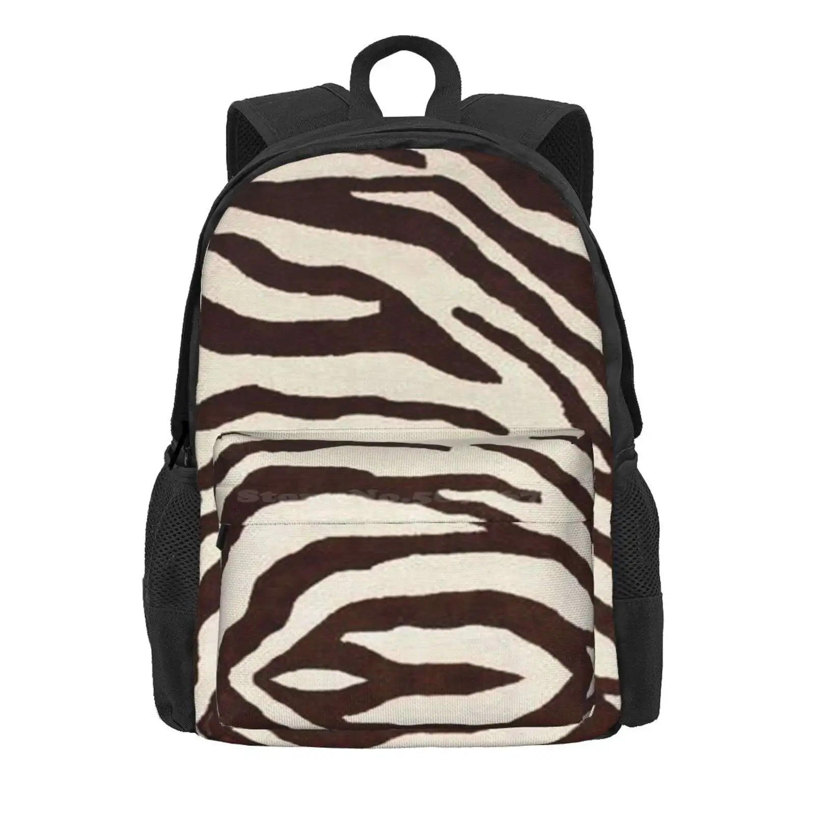 Brown Zebra Print Hot Sale Schoolbag Backpack Fashion Bags Zebra Pattern Tiger Animals Leopard Nature Beige Cool Gold Blue