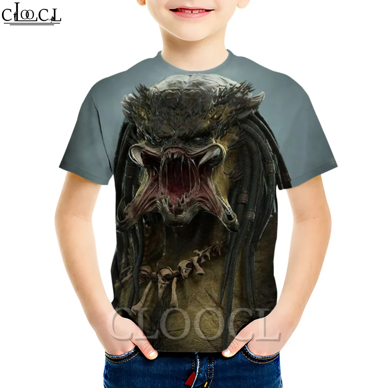 CLOOCL Baby 4 do 13-letni film Predator T Shirt Boy Girl 3D Print Odzież z krótkim rękawem Teens Fashion Tops