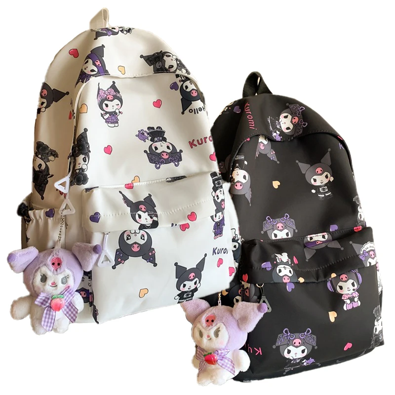 Sanrio Anime Kuromi Japanese Girl School Bag Junior High School Student Backpack High Capacity Printed Backpacks Traveling Bags