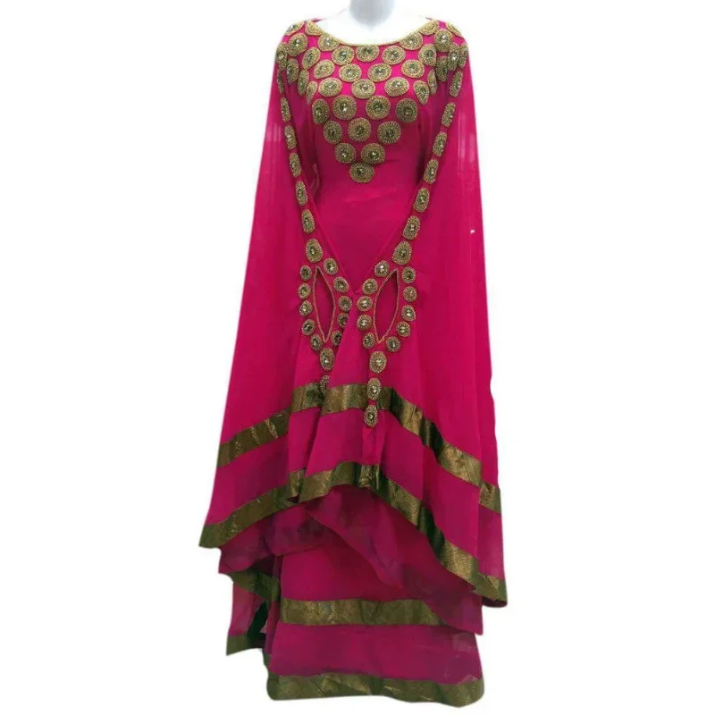 

Rose Dubai Morocco Kaftan Georgette Dress Arab Clothing European and American Fashion Trends