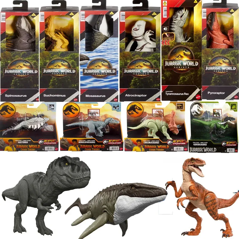 

Original Jurassic World Dinosaur Figures mosasaur Tyrannosaurus Rex Spinosaurus Action Sound Movie Joints Toys for Boys present