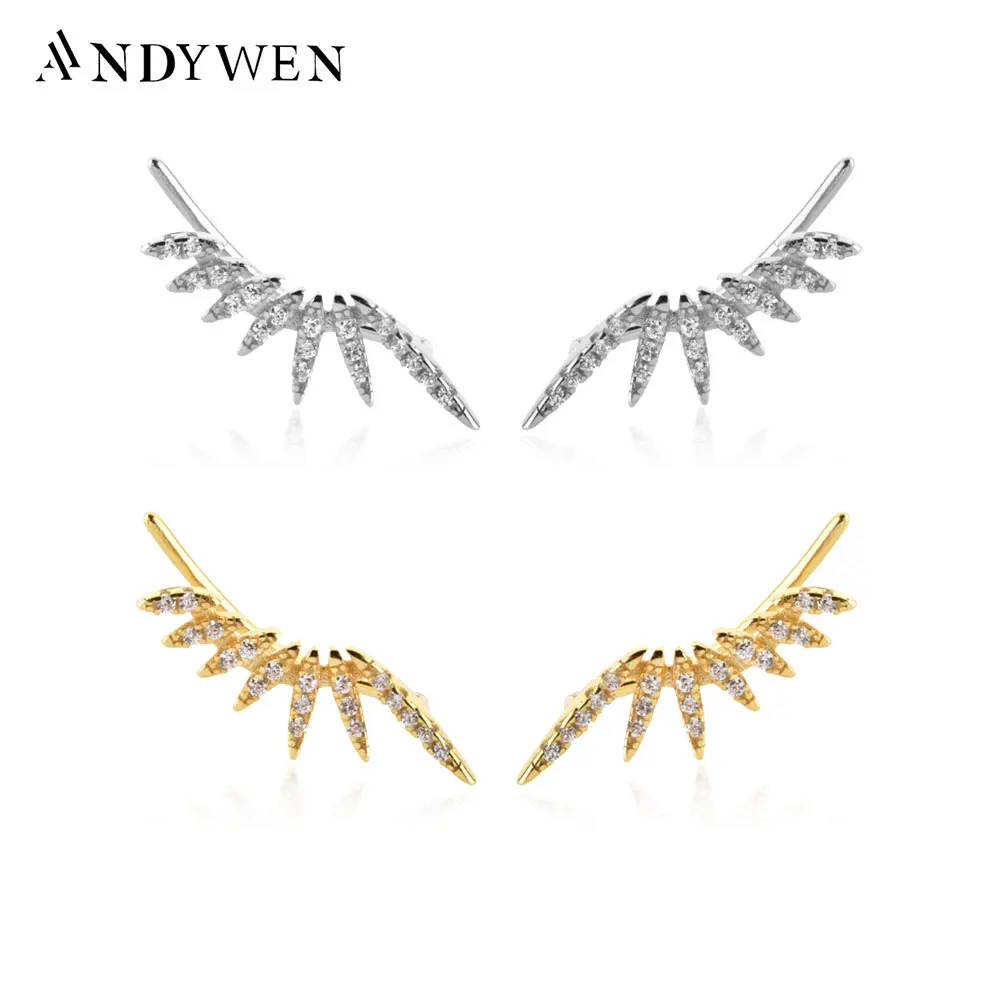 ANDYWEN 925 Sterling Silver New 2022 Lightering Climber Women Earring Fine Luxury Jewelry Crystal Jewels Piercing Clips Jewels