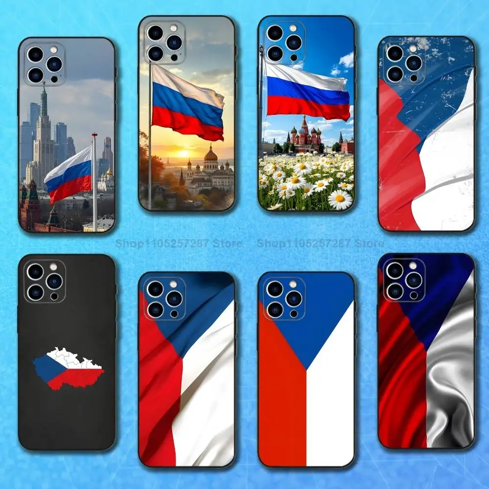 علم جمهورية الفن التشيكي لهاتف iPhone 12,14,13,15,8,7,16,11,17,X,Mini,Plus,Pro,XR,SE,XS,Max,Soft Silicone Black Case #1