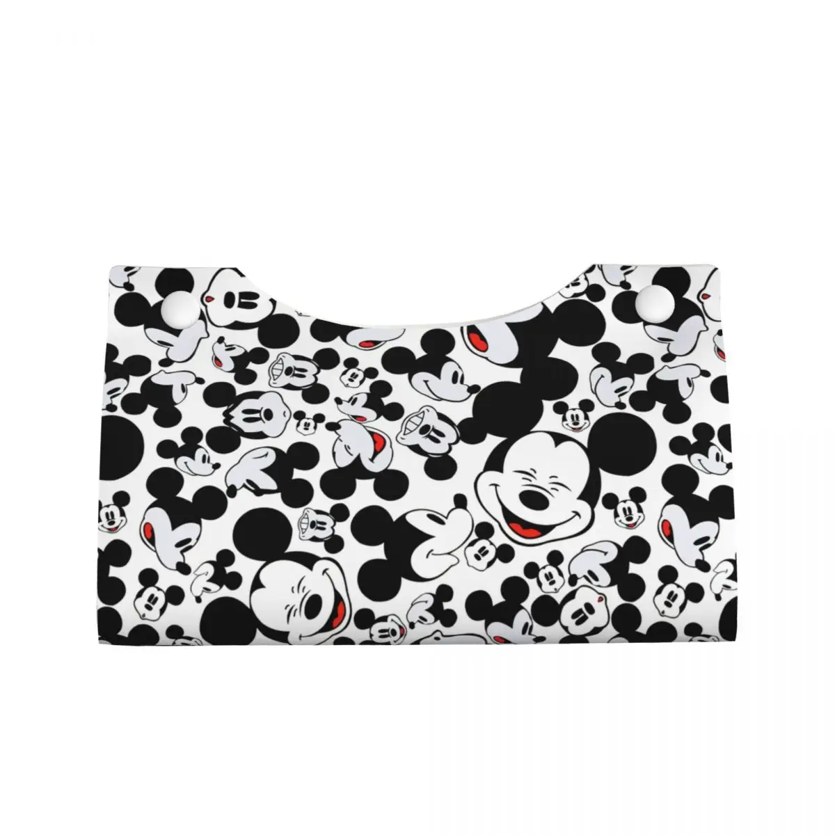 Custom Mickey Mouse Faces Tissue Box Holder Rectangular Cartoon PU Leather Facial Tissue Box Cover for Car Bathroom