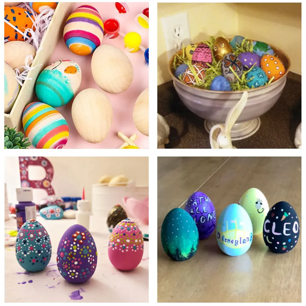 

20 деревянных яиц для детского творчества, для росписи, пасхального декора, многоразовые, гладкие, для самостоятельного изготовления, праздничные настольные украшения