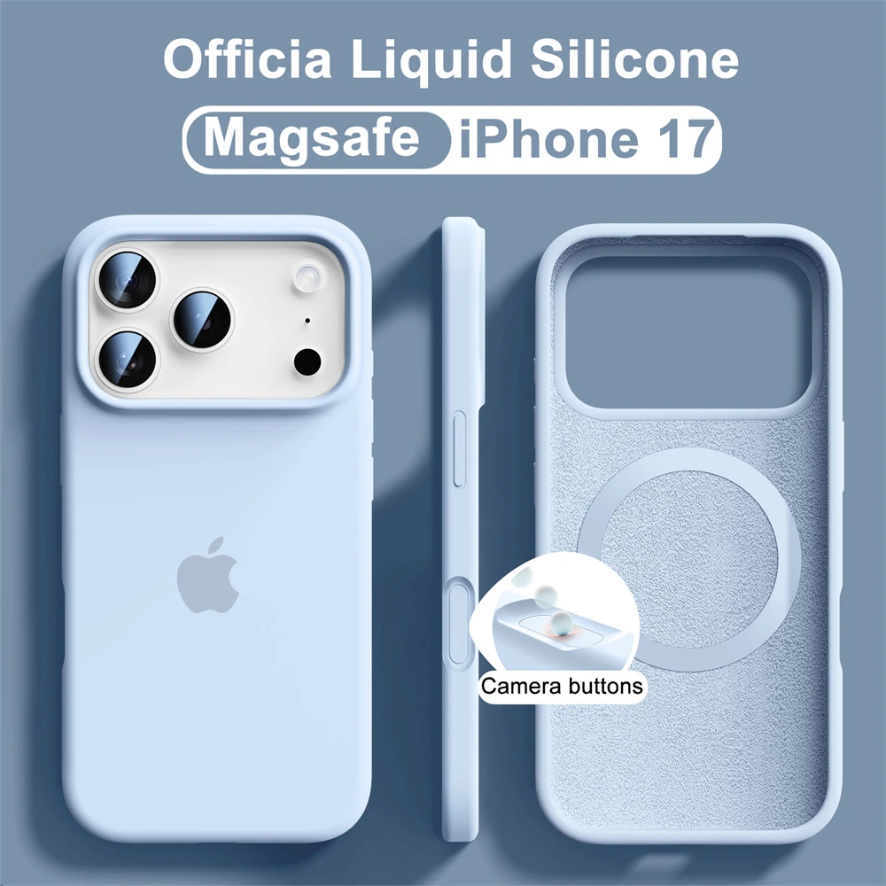Do iPhone 18 Pro, 18 Pro Max, 17, 16, 15, 14, 13 – wewnętrzne magnetyczne etui z płynnego silikonu, kompatybilne z MagSafe, matowe, z logo Apple, w pudełku.