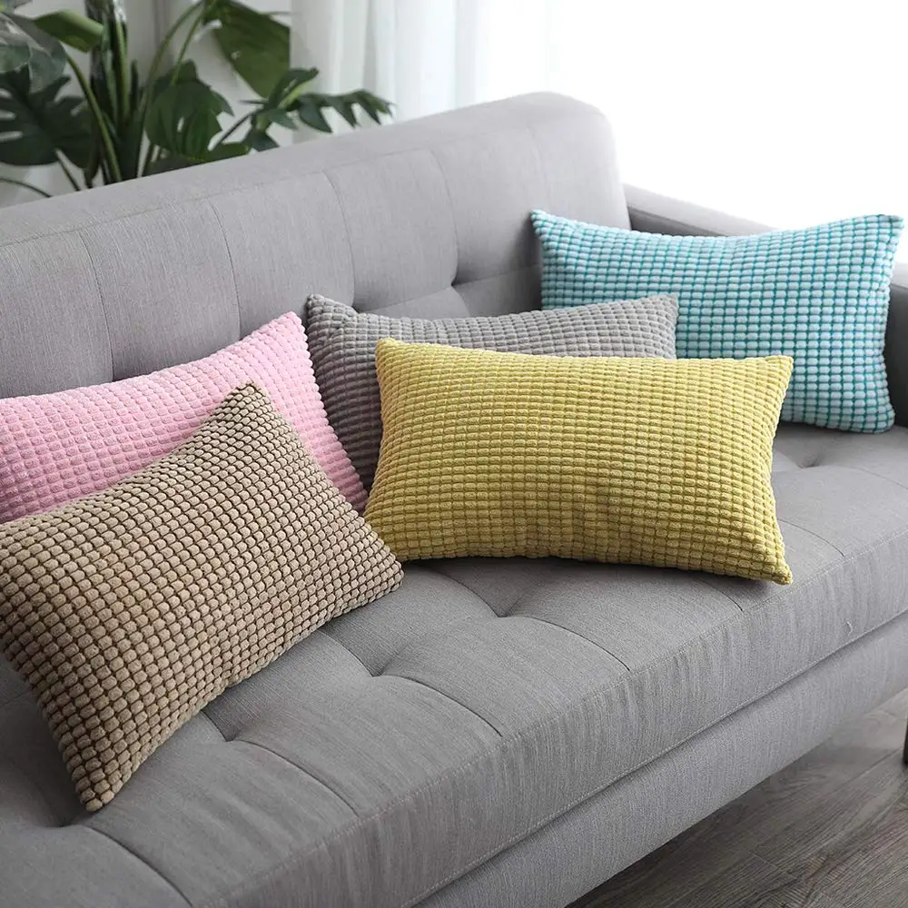 Funda Cojin 30x50 Rectangular Cushion Cover Soft Corduroy Pillowcase for Sofa Living Room Decorations Simple Throw Pillow Cover