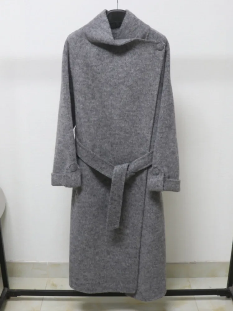 ZMEENNA Cappotto da donna chic in misto lana con cintura e bottoni sul davanti, manica lunga, capispalla invernale con cravatta in vita stile avvolgente ZM3982