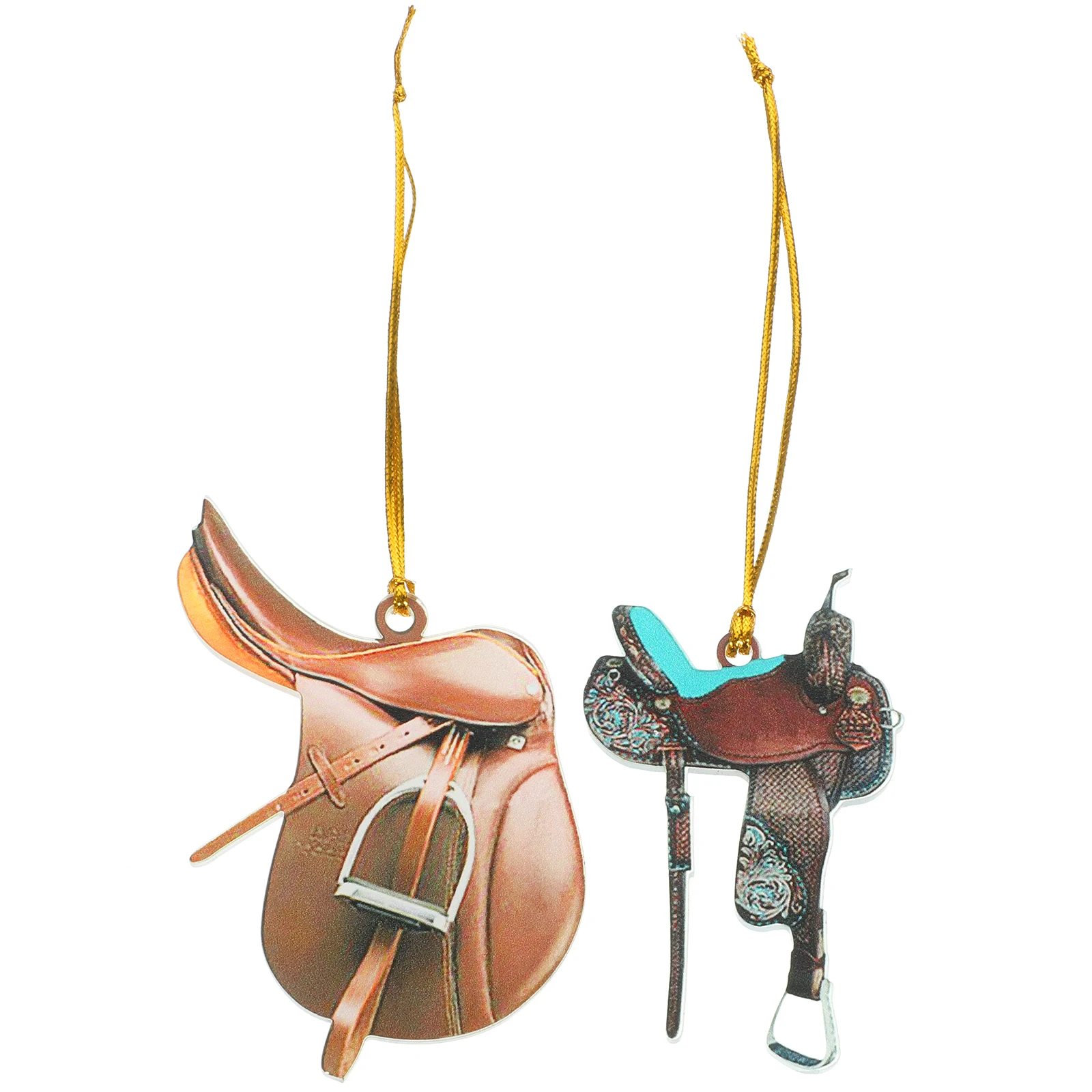 

2pcs Horse Saddle Pendant Car Decor Western Style Rear View Mirror Hanging Accessories Car nament Home Office Decor
