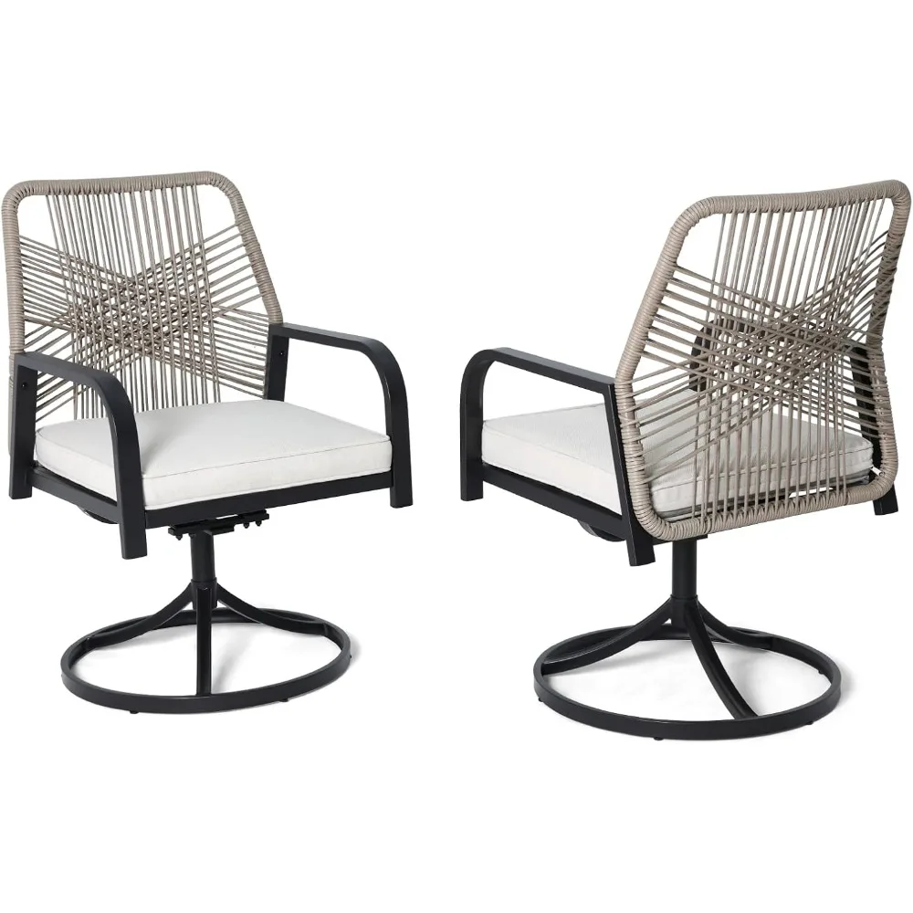 

One set of two terrace swivel chairs, outdoor dining chairs with thick cushions, and porch wicker chairs with soft joysticks