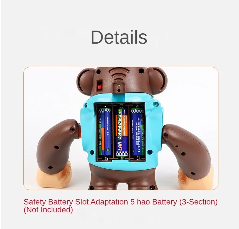 Figura de gorila o King Kong que baila y mueve, da respuesta a la música o activación de botones, brindando diversión animada a cualquier ocasión