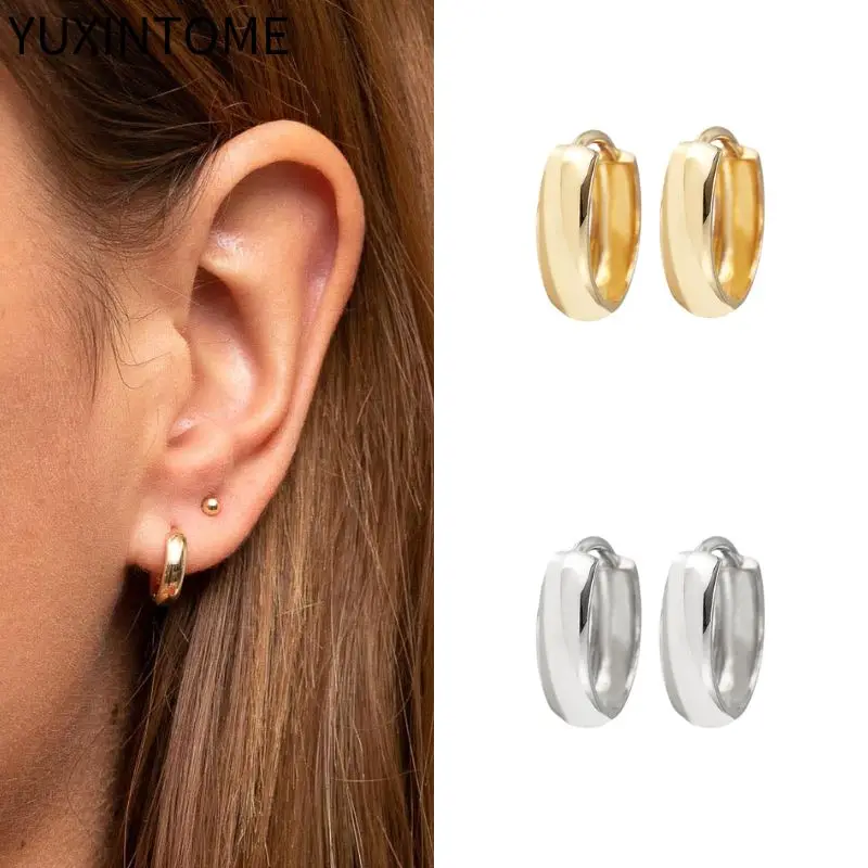 

925 Sterling Silver Ear Needle Hoop Earrings for Women Minimalist Small Simple Round Circle Huggies Earrings Party Jewelry