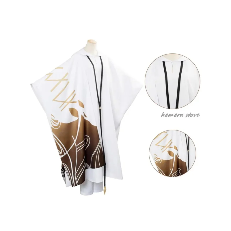 Fate/strange-Disfraz de Enkidu falso, capa, peluca, cadenas del cielo, collar, anillo, lancer falso, conjunto de cuerda blanca, pelo largo verde