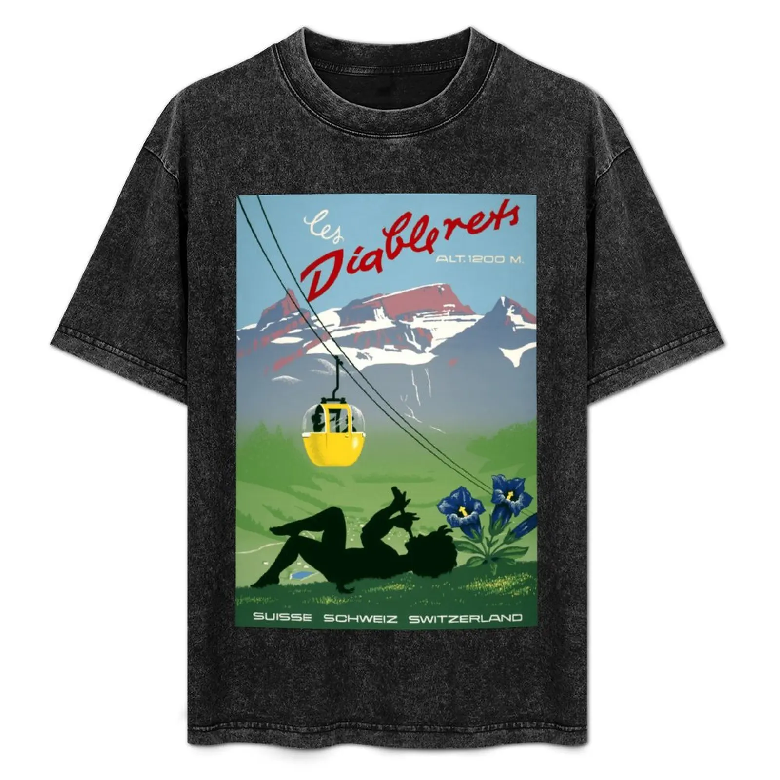 

Les Diablerets, Vaud, Switzerland,Travel Poster T-Shirt quick-drying plus sizes big and tall t shirts for men