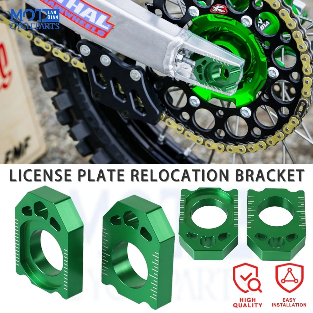 

CNC dirt bike Green Axle Block Chain Adjuster For KAWASAKI KX125 250 2003-08 KX250F KXF 250 04-16 KX450F KXF 450 06-16 KLX450R