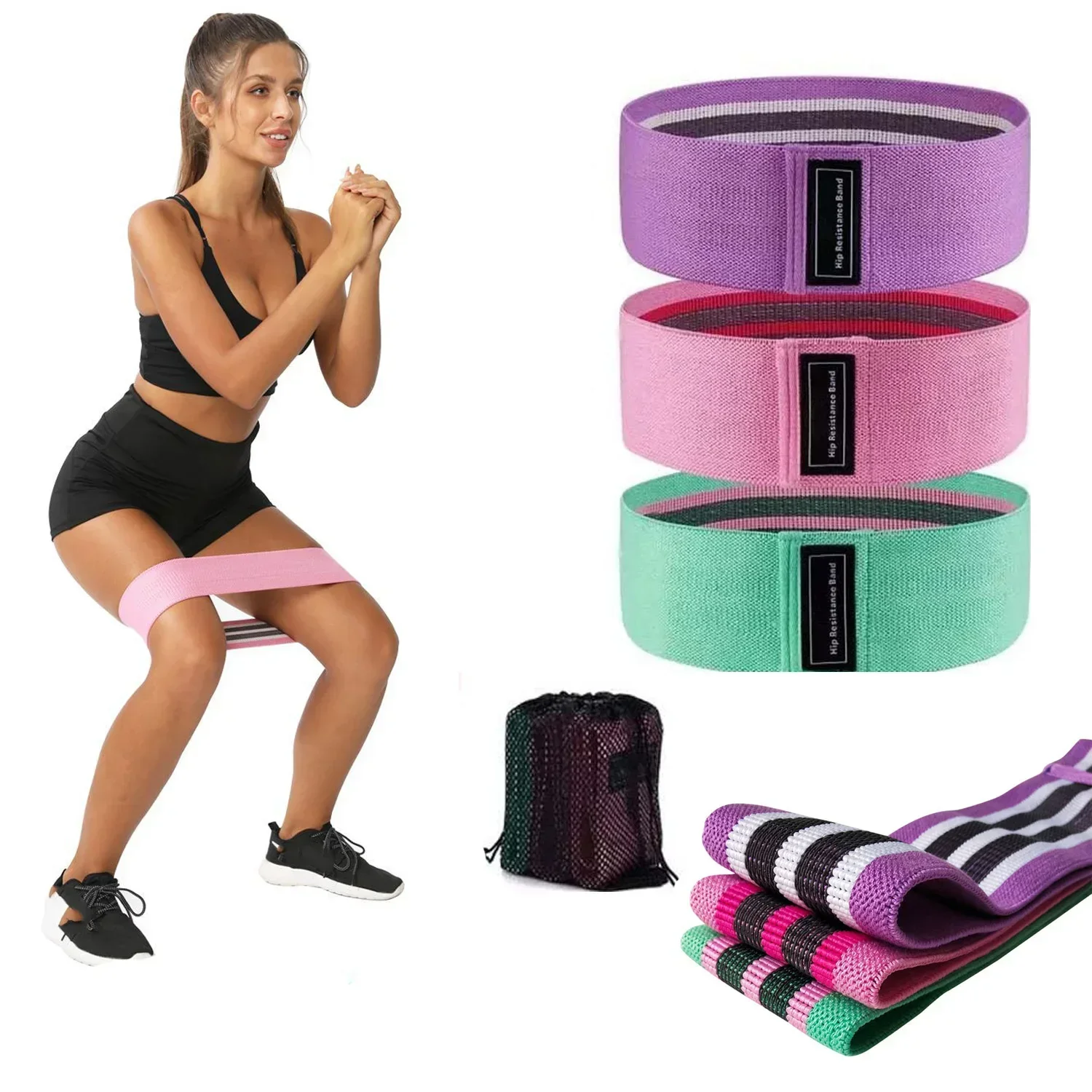 Fabric Resistance Hip Booty Bands Glute Thigh Elastic Workout Bands Squat Circle Stretch Fitness Strips Loops Yoga Gym Equipment