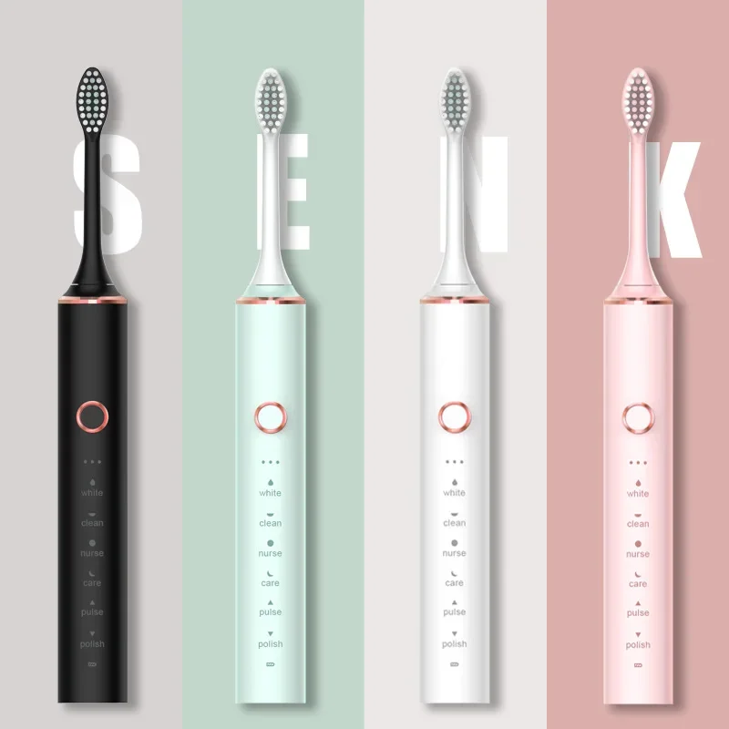 

Wireless sensing USB Sonic electric toothbrush 4-color optional with 4 DuPont bristles 6-speed cleaning mode IPX7 waterproof