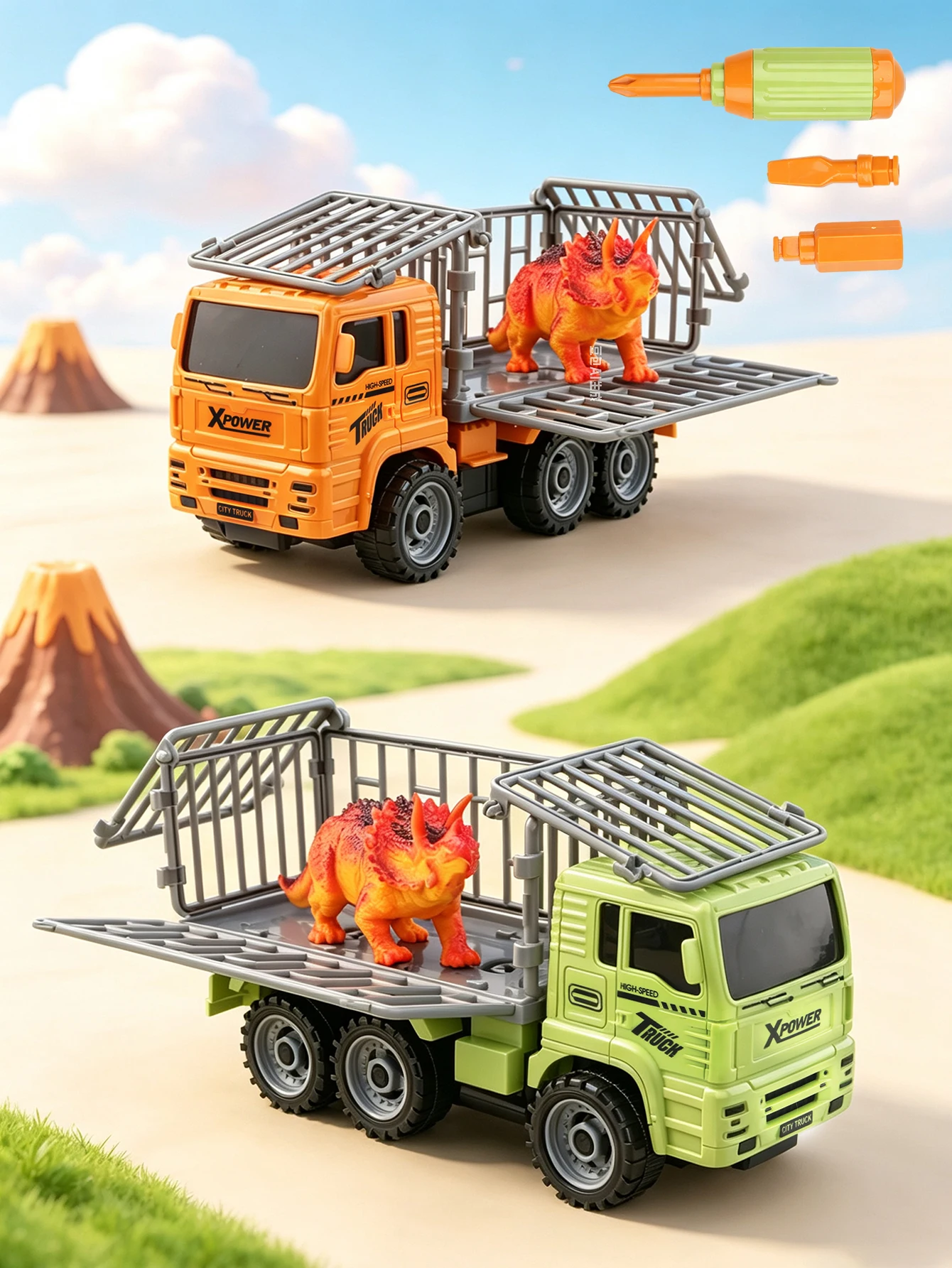 Puzzle early education DIY tool disassembly dinosaur transport vehicle, urban engineering vehicle, children's toy gift