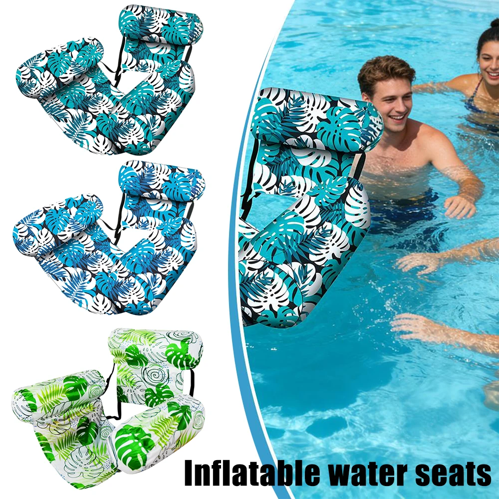 Outdoor Beach Portable Canvas Inflatable Backrest Float Mattress Water Seat Recreation Lounge Floating Bed Foldable Dual Use