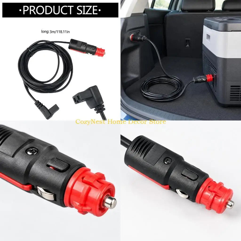 92MF Car Refrigerator Vehicle-Outlet Power Cord for 12V/24V Systems with 15A Continuous Specification and Internal Wiring for