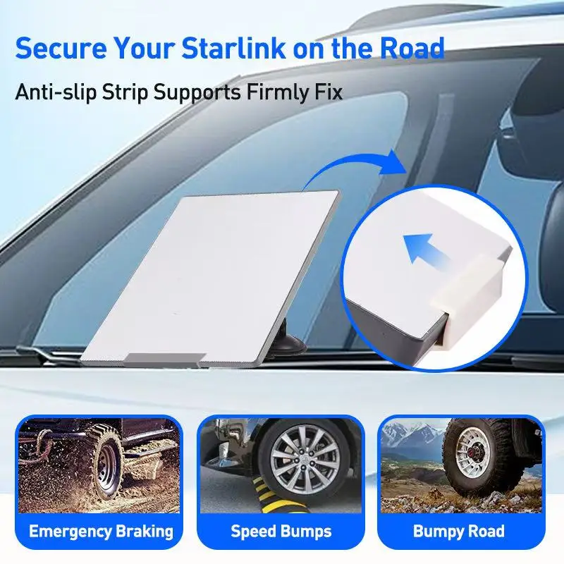 

Крепление для Starlink Mini на приборную панель: комплект для монтажа, с клейкой присоской, регулируемым углом наклона, надежным креплением, автомобильный держатель на присоске