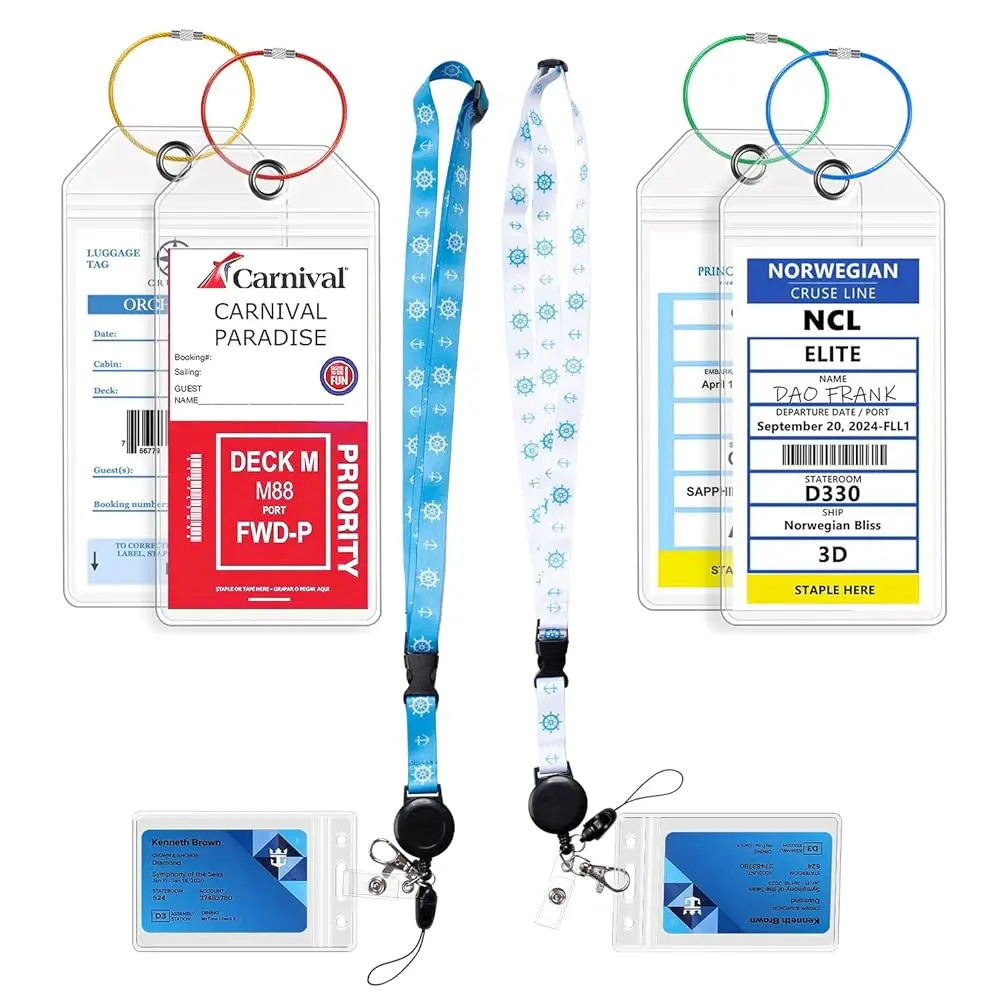 

6-Pack Cruise Luggage Tag Holders, Waterproof Clear Tags 2025-2026 for Carnival NCL MSC Princess& All Cruise Ships, Durable C