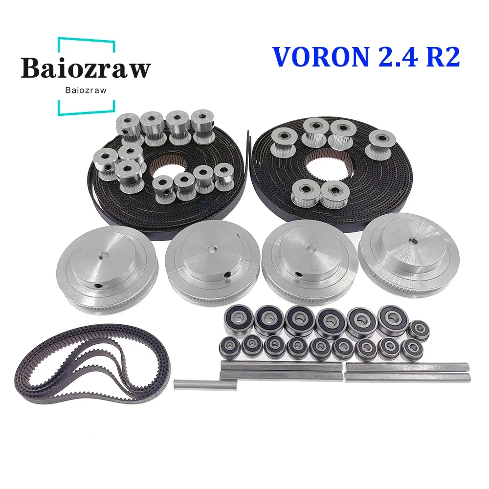 Baiozraw Motion Parts Set Corexy Motion Parts GT2 LL-2GT RF Open Belt 2GT 16T 20T cuscinetti dell\'albero della puleggia per VORON 2.4 R2