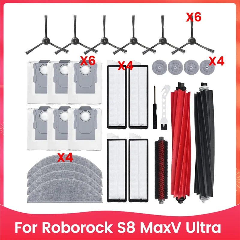 

B69C Replacement Parts For Roborock S8 Maxv Ultra Robot Vacuum Cleaner Accessories Kit Main Side Brush HEPA Filters Mop Cloth