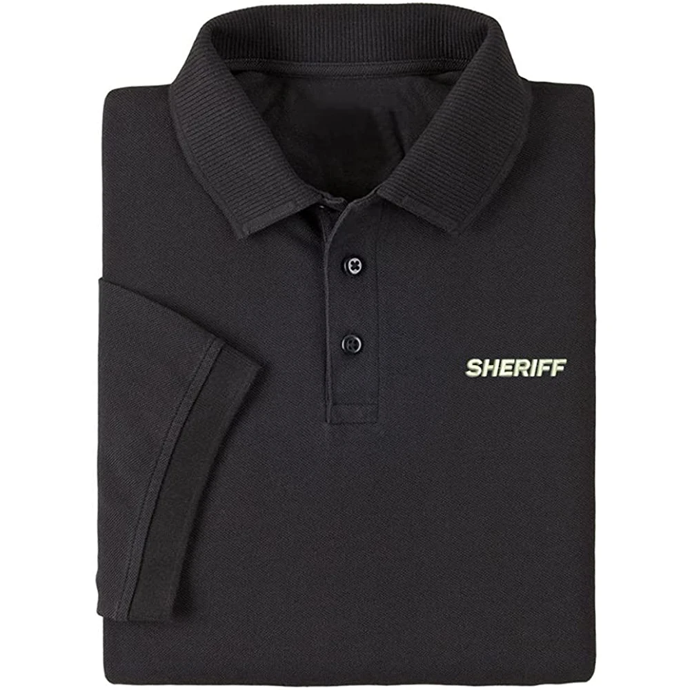 Lyprerazy Men's Polo Shirt Sheriff Embroidered Short Sleeve Polo-Shirt Embroidery Casual Golf Shirt