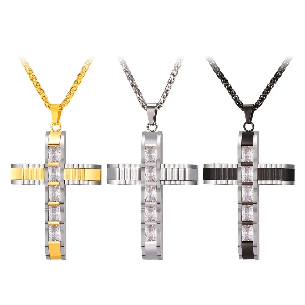 

Stainless Female Jesus Cross Pendant Necklace for Men Women Peace Faith Jewlery Accessaries Hot Sale Birthday Jewlery Gifts