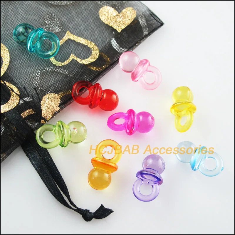 50Pcs Mixed Plastic Acrylic Lovely Baby Nipple Charms Pendants 10x19mm