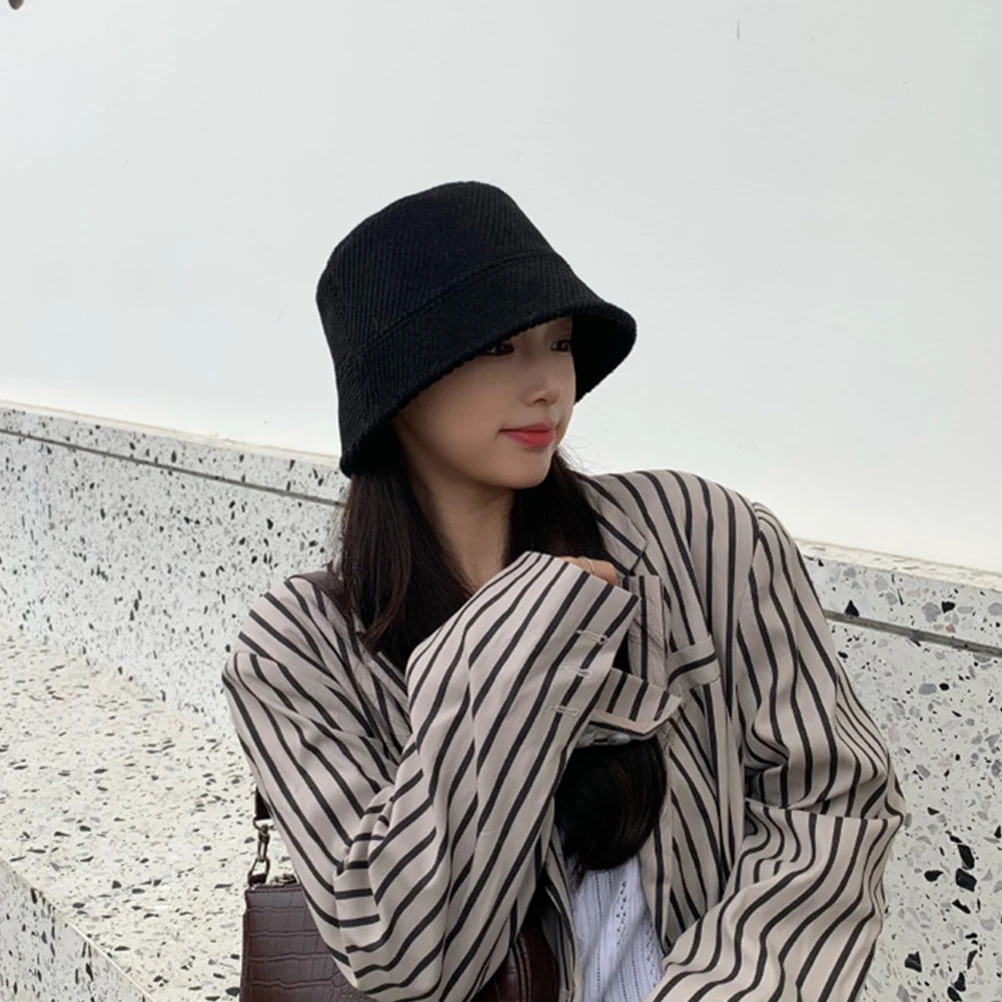 

Corduroy Fisherman Hat Autumn Winter Warm Unisex Versatile Basin Cap Sun Protection Outdoor Walking Running Baseball Costume