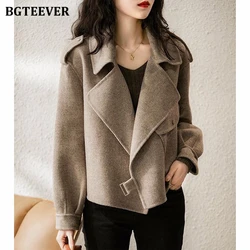 BGTEEVER Stylish Loose Women Woolen Jackets Autumn Winter Ladies Outwear Long Sleeve Thicken Warm Female Coats