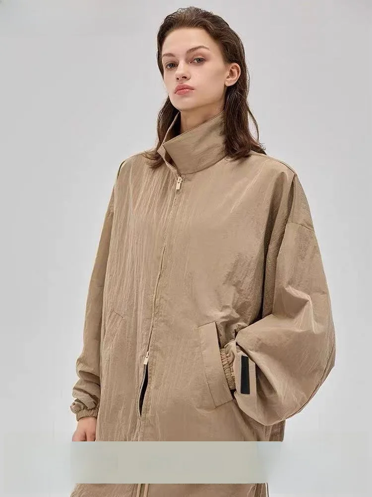 

Повседневная однотонная куртка с длинными рукавами 2ZHE FOG Essentials для мужчин, модная, весенне-осенняя, из смесового хлопка и полиэстера, ветрозащитная