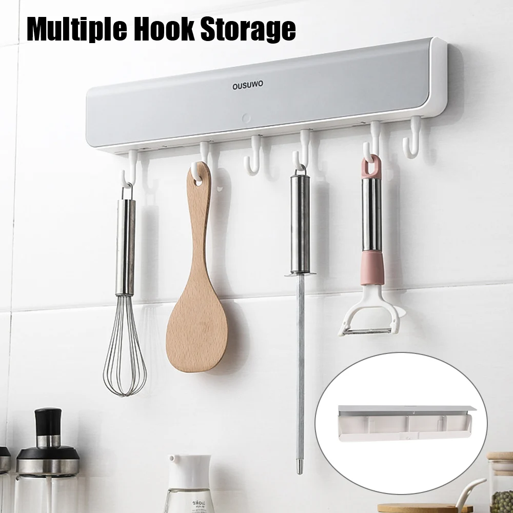 Für Badezimmer Tür Kleidung Schlüssel Organizer Lagerung Rack Bad Zubehör Punch-Freies Mit Haken Regal Lagerung Box Wand-montiert