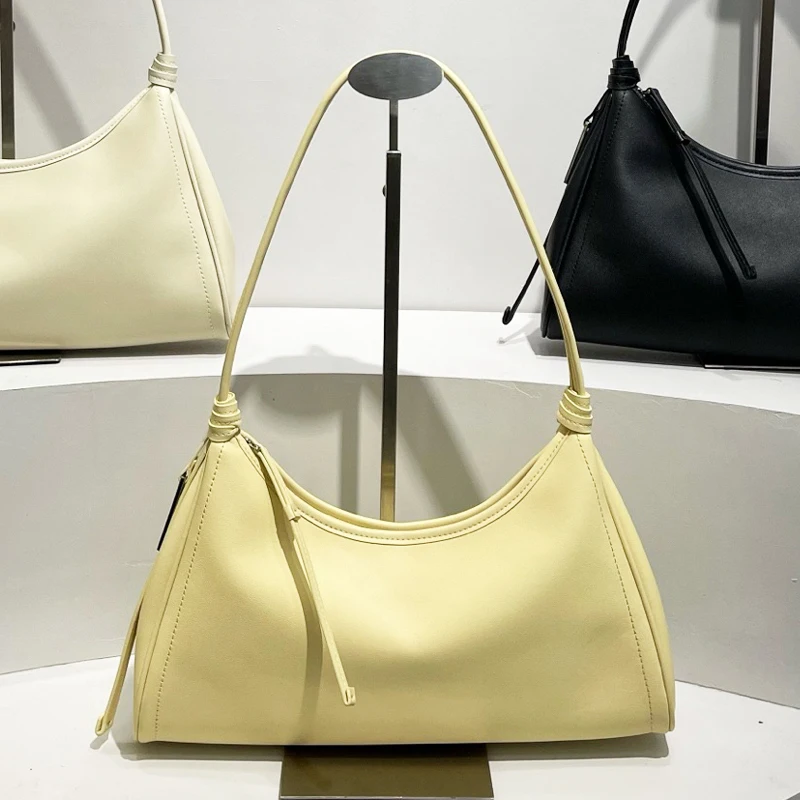 Casual Leather Small Underarm Bags For Women Luxury Designer Handbags And Purse 2026 New In Natural Cowhide Metal Sheet Shoulder